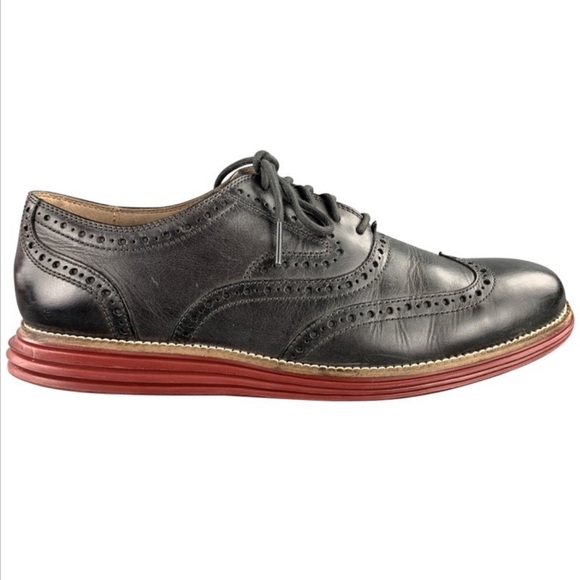 Cole Haan Charcoal Perforated Leather Wingtip Oxford Shoes - Picture 3 of 9